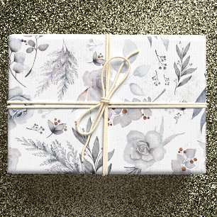 Hoja De Papel De Regalo Roses blancos y productos botánicos con pato paste