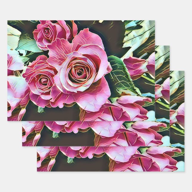 HOJA DE PAPEL DE REGALO ROSES DE PINK (Set)
