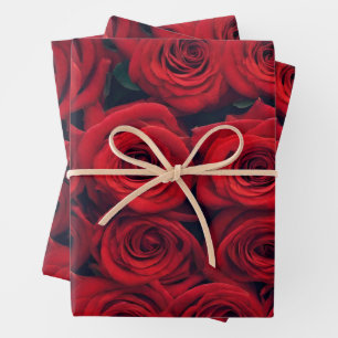 Hoja De Papel De Regalo Roses rojas vibrantes