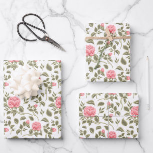 Hoja De Papel De Regalo Roses rosadas de color de agua vintage