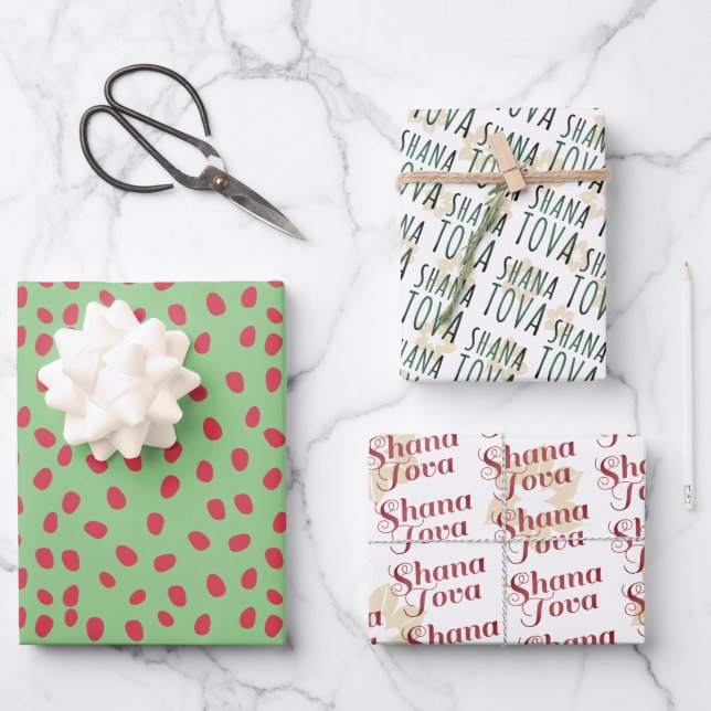 Hoja De Papel De Regalo Rosh Hashanah | Diversión de Shana Tova y estilo f (Anverso)