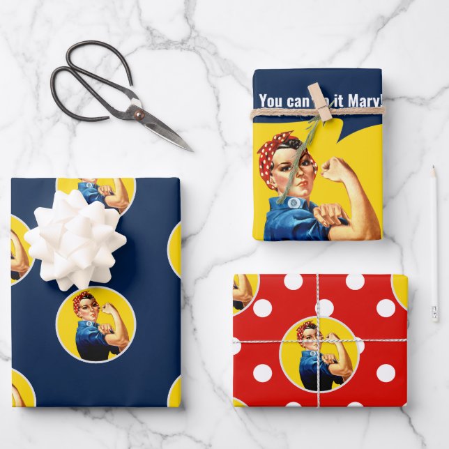 Hoja De Papel De Regalo Rosie the Riveter Set 1 | (Anverso)