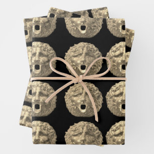 Hoja De Papel De Regalo Rostros de león griegos