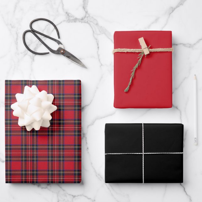Hoja De Papel De Regalo Royal Stewart Clan Scottish Tartán (Anverso)