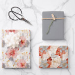Hoja De Papel De Regalo Rubor Coral Gray Floral Love Boda<br><div class="desc">boda floral gris de Rubor Coral</div>