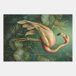 Hoja De Papel De Regalo Rubor Flamenco Elegancia, Plumas Rosadas Tropicale