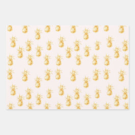 Hoja De Papel De Regalo Rubor Gold Tropical Pineapples