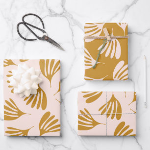 Hoja De Papel De Regalo Rubor pálido y Wisp de mostaza dejan el aire conte