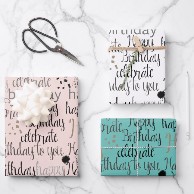 Hoja De Papel De Regalo Rubor Pink Happy Birday (Anverso)