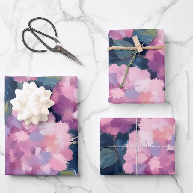 Hoja De Papel De Regalo Rubor Pink Hydrangeas Floral (Anverso)