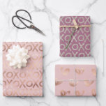 Hoja De Papel De Regalo Rubor Púrpura Rosa Gold Silver XOXO<br><div class="desc">Púrpura Rubor Rosa Rosa Oro xoxo amor plata y corazones</div>