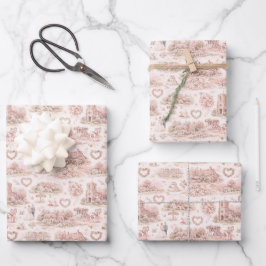 Hoja De Papel De Regalo Rubor Rosa Pueblo Inglés Boda Acuarela