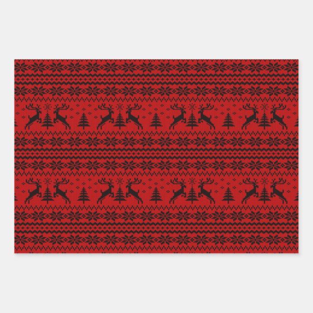 Hoja De Papel De Regalo Ruby Red Reindeer Sweater Looking Navidades (Anverso)