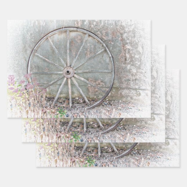 Hoja De Papel De Regalo Ruido Rústico Gris Blanco Molesto (Set)