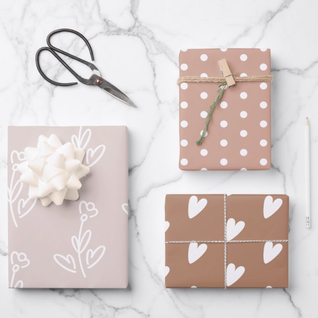 Hoja De Papel De Regalo Rustic Brown Beige Girly (Anverso)