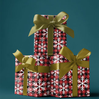 Hoja De Papel De Regalo Rustic Buffalo Plaid Snowflake Christmas