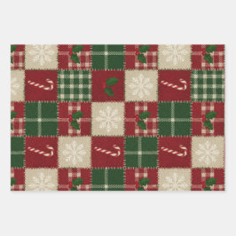 Hoja De Papel De Regalo Rustic Christmas Quilt Plaid