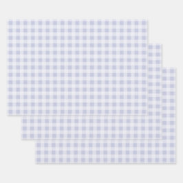 Hoja De Papel De Regalo Rustic Cool Periwinkle Gray Gingham