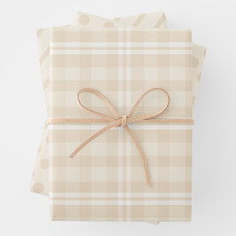Hoja De Papel De Regalo Rustic Country Chic Cream Plaid, Dots & Stripes