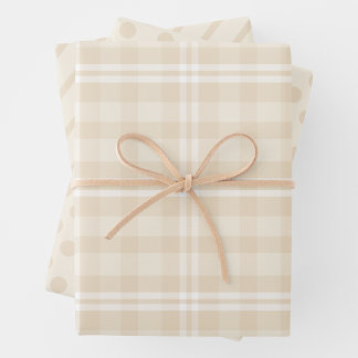 Hoja De Papel De Regalo Rustic Country Chic Cream Plaid, Dots & Stripes