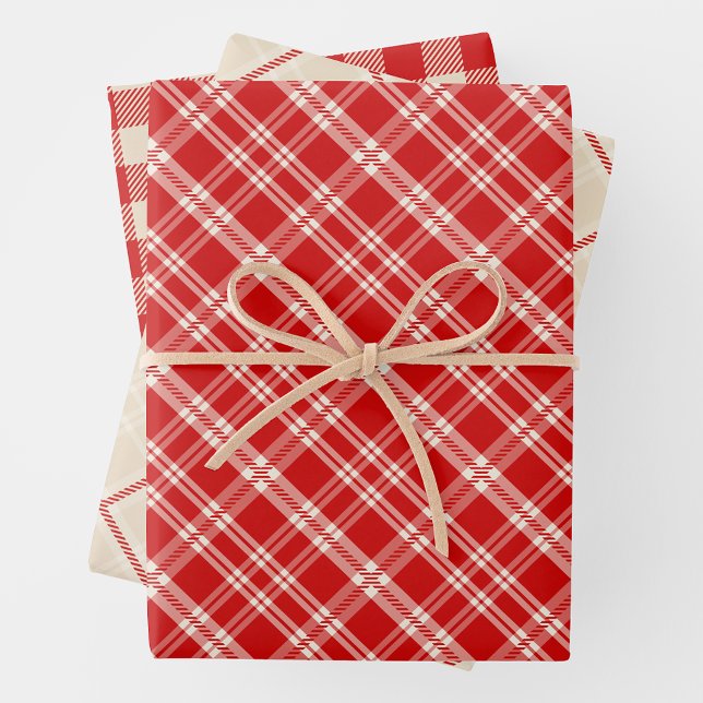 Hoja De Papel De Regalo Rustic Country Chic Cream & Red Mixed Plaid (Rustic Country Chic Cream & Red Mixed Plaid Wrapping Paper Sheets)