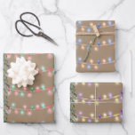 Hoja De Papel De Regalo Rustic Kraft Christmas Tree String ilumina varios<br><div class="desc">Navidades de Kraft envolviendo papel para las vacaciones. Dé a sus regalos un estilo rústico kraft que incluye temas de invierno como bosques,  animales de invierno,  pájaros,  abetos,  fresas,  bayas y follaje de invierno,  todo pintado con hermosas acuarelas.</div>