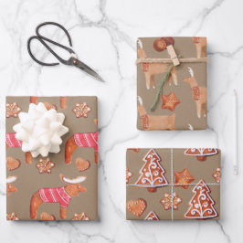 Hoja De Papel De Regalo Rustic Kraft Gingerbread Cookies