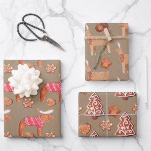 Hoja De Papel De Regalo Rustic Kraft Gingerbread Cookies