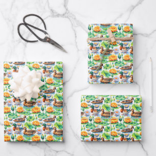 Hoja De Papel De Regalo Rustic Mallard Ducks Blue WingwingVerde azulado Li