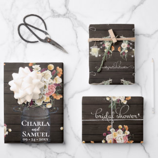 Hoja De Papel De Regalo Rustic Mason Jar Watercolor Boda Pesonalizado