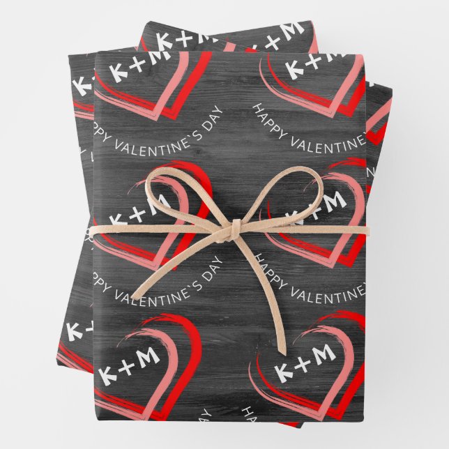 Hoja De Papel De Regalo Rustic Wood Happy Valentine Day Heart (In situ)