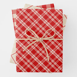 Hoja De Papel De Regalo Rústico Chic Campestre Crema y Rojo Plaid Mezclado