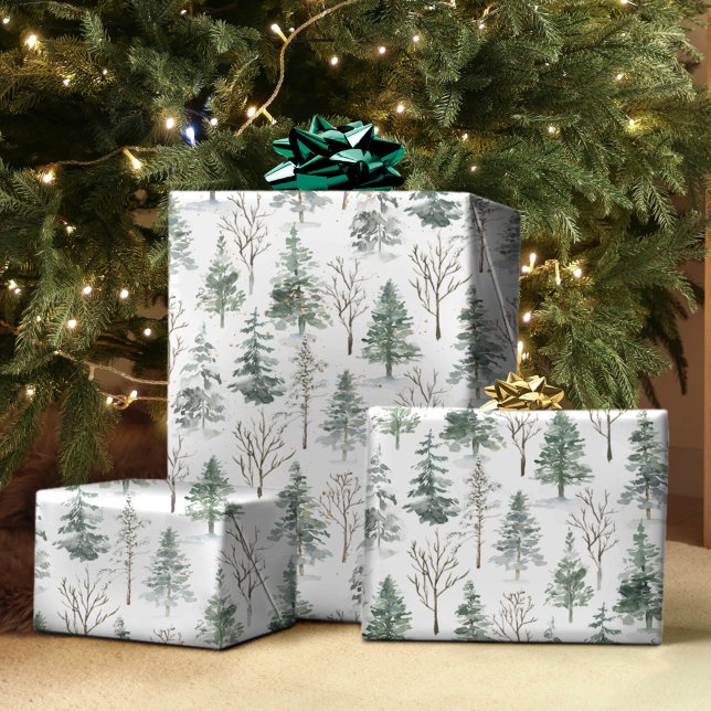 Hoja De Papel De Regalo Rústico invierno acuático de pinos (Subido por el creador)