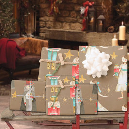 Hoja De Papel De Regalo Rústico Kraft Los Navidades Del Ballet Nutcracker