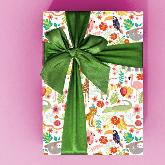 Hoja De Papel De Regalo Safari Birthday Wrapping Paper, safari animals 