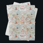 Hoja De Papel De Regalo Sage Babys First Christmas Winter Pajamas<br><div class="desc">Este lindo juego de papel de envoltura de bebé personalizado de Navidad, neutro en género, presenta 3 sábanas únicas: 1. Ilustracion hecho a mano de pijamas de invierno, animales rellenos y bichos colgados en un tendedero, contra un patrón de Navidades pijama bodysuit, animales de lujo, botellas de bebé, bibs, pacificadores,...</div>