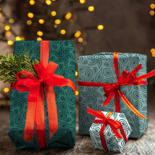 Hoja De Papel De Regalo Sage Green Abstract Floral Paisley Pattern de moda