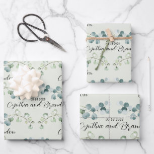 Hoja De Papel De Regalo Sage Green Eucalyptus Sprigs Boda Branding