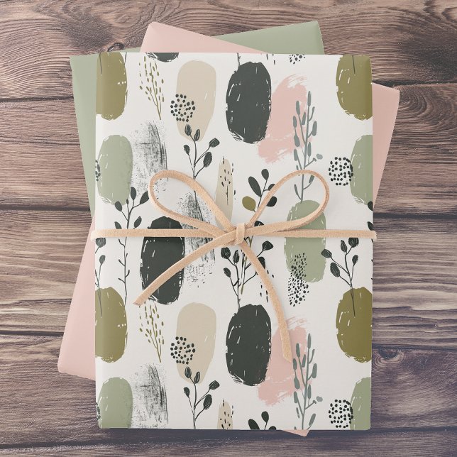 Hoja De Papel De Regalo Sage Green Rubor Whimsical Foliage Pattern (Subido por el creador)