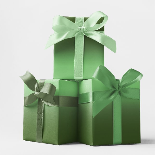 Hoja De Papel De Regalo Sage moderno y gradiente verde forestal (Modern Sage and Forest Green Gradient Wrapping Paper Sheets)