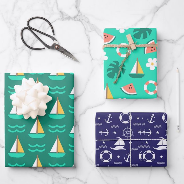 Hoja De Papel De Regalo Sailboating  (Anverso)