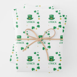 Hoja De Papel De Regalo Saint Patricks Personalizado Leprechaun Clover