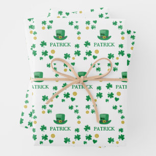 Hoja De Papel De Regalo Saint Patricks Personalizado Leprechaun Clover
