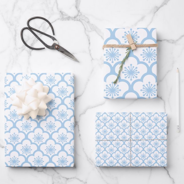 Hoja De Papel De Regalo Sakura Baby Blue - White (Anverso)