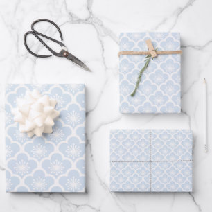 Hoja De Papel De Regalo Sakura Suave Neutral - Azul Polvo