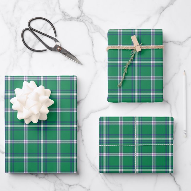 Hoja De Papel De Regalo Salem Green and White Plaid Holiday (Anverso)