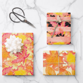 HOJA DE PAPEL DE REGALO SALIDAS DE OTOÑO AMARILLO NARANJA ROJO