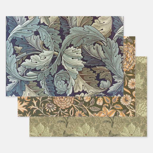 Hoja De Papel De Regalo Saltos de fondo de William Morris Acanthus (Set)