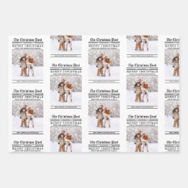 Hoja De Papel De Regalo Saludo de los Navidades al estilo del periódico