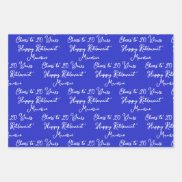 Hoja De Papel De Regalo Saludos a 20 años del retiro feliz azul de Royal B